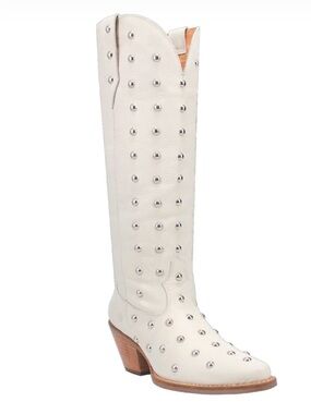 Dingo White Studded Heeled Boots
